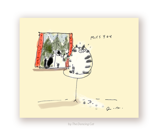 Miss You Cat Card- Window Cats