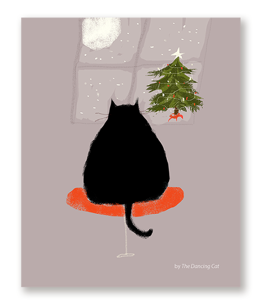 Waitin' Up - Christmas Cat Card