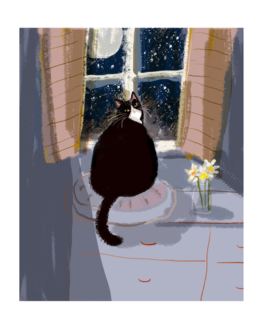 Moon Baby Cat Print
