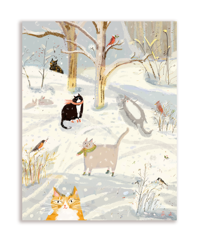 Winter Greetings - Snow Cat Card