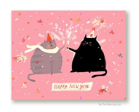 Happy New Years Cat Card