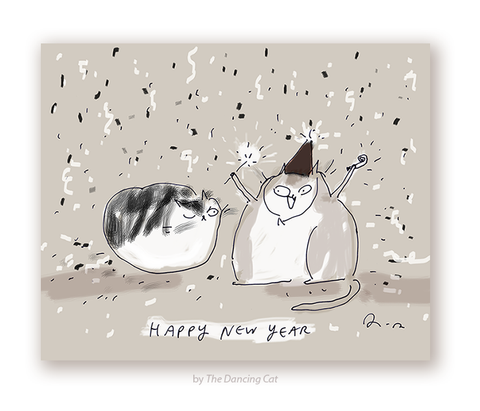 Happy New Year Cat Card
