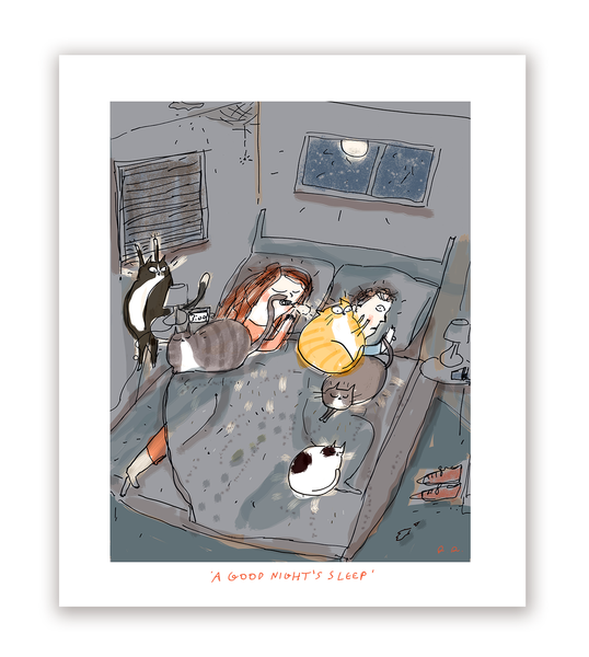 A Good Night's Sleep- Cat Print - Large