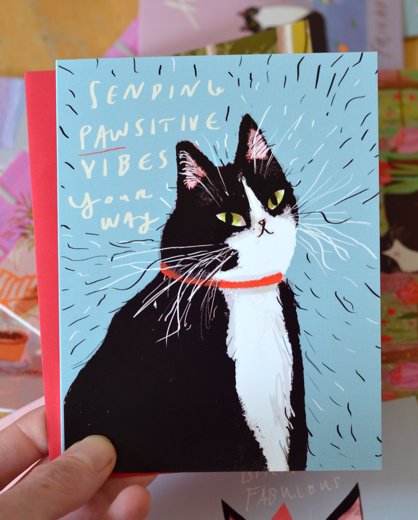 Pawsitive Card Pawsitive Vibes Cat Card | The Dancing Cat