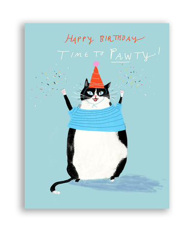 Pawty Time Birthday Cat Card