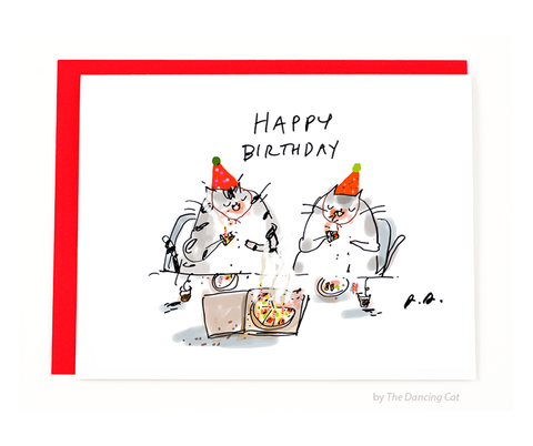 Pizza Cats Birthday Card