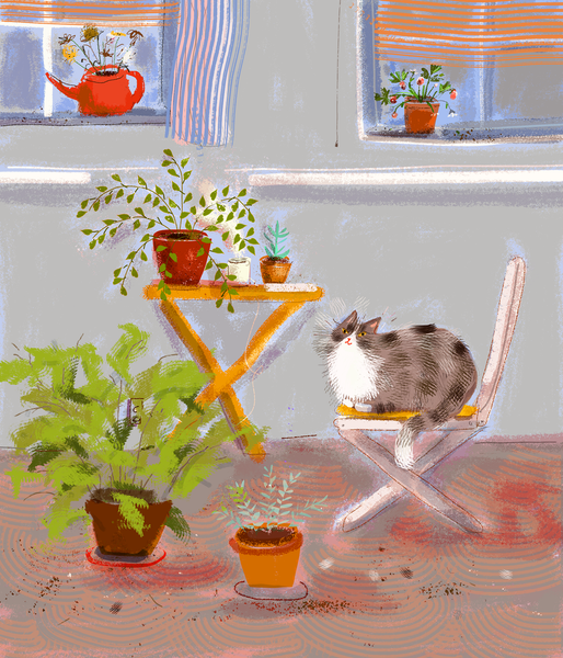 Peaceful Plant Kitty - Fine Art Print