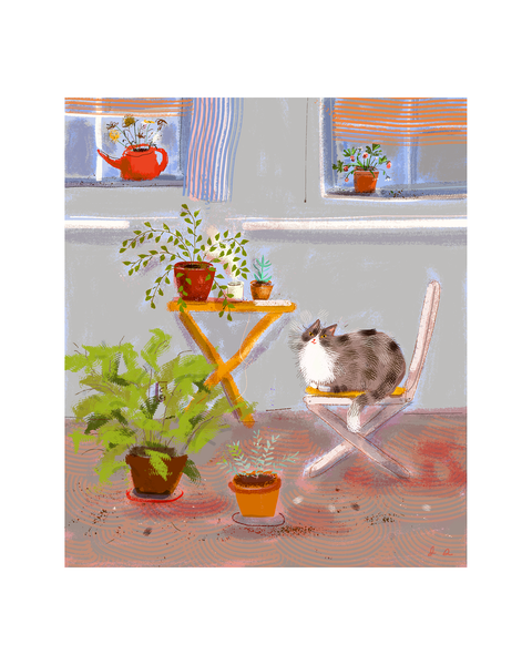 Peaceful Plant Kitty - Fine Art Print