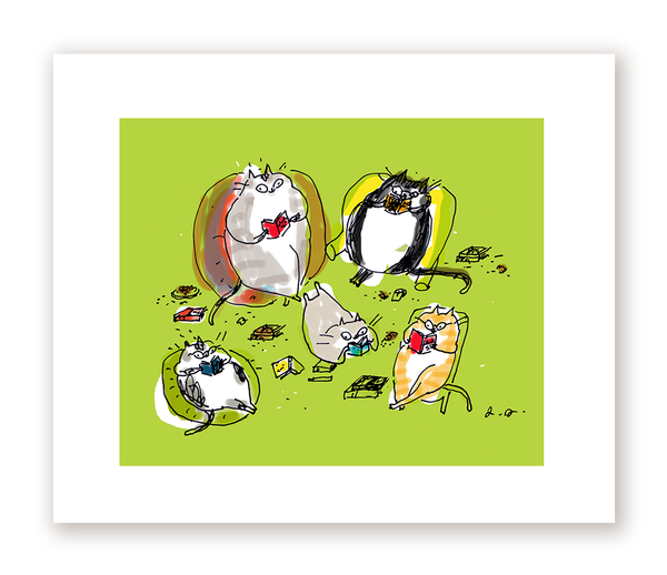 Summer Reading Cat Print