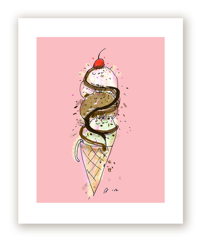Kitty Cone - Ice Cream Cat Print