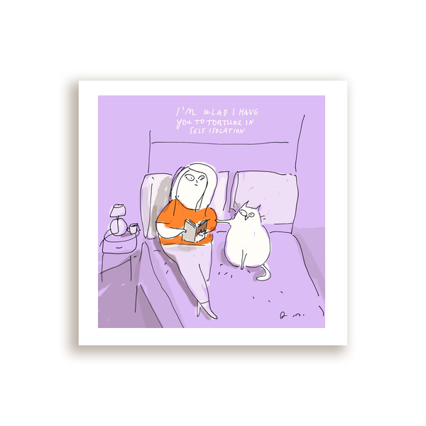 Self Isolation Cat Card- Square Card