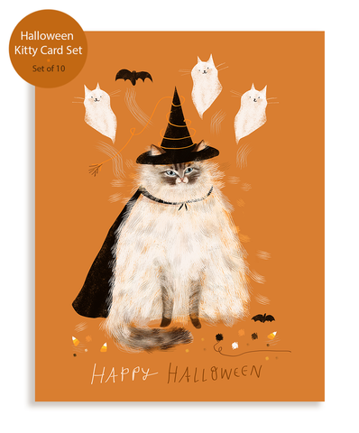 Halloween Kitty Card Set- Mixed Set of 10