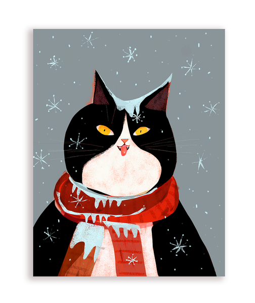 Snowflake Cat Card