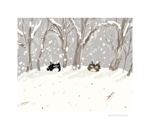Snow Day Cat Print