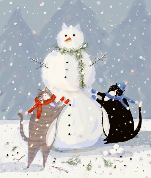 Snow Cat Print