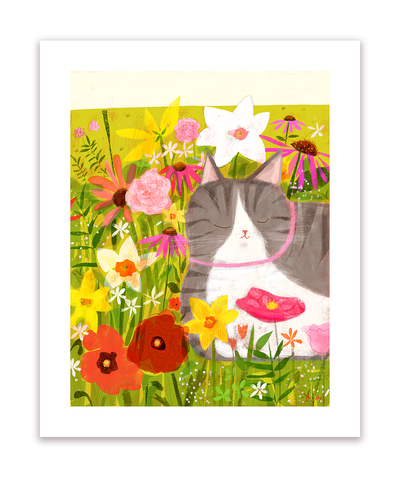 Garden Cat Print - Flower Baby - Large