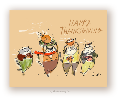 Happy Thanksgiving Cat Card