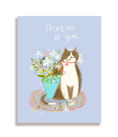 Thinking of You Flower Cat Card