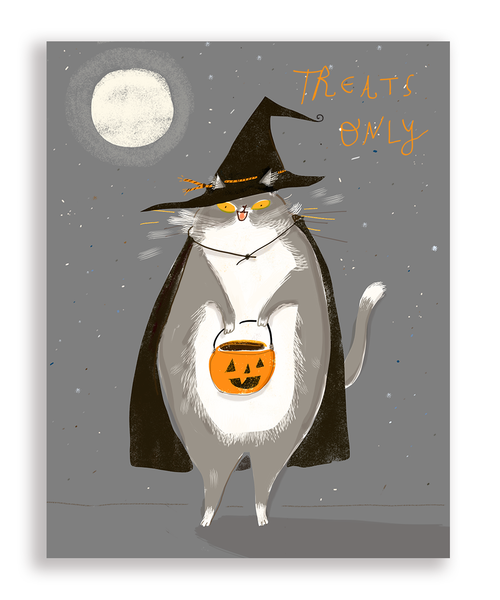 Treats Only - Halloween Cat card