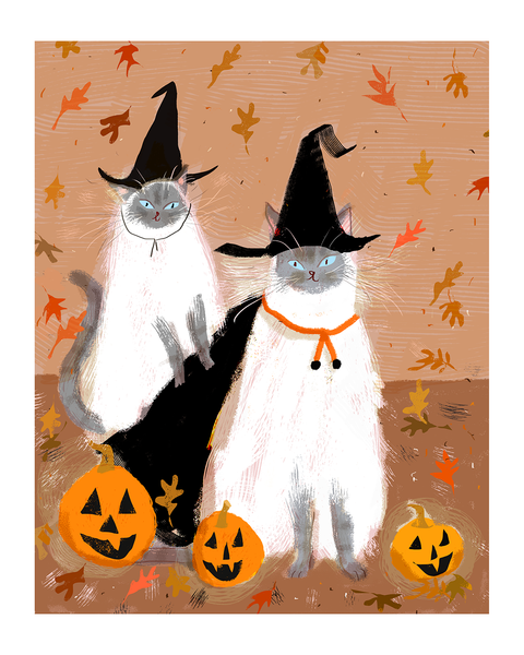Fall Friends- Halloween Cat Print