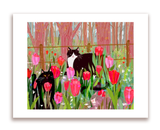 Tulip Cats - Spring Art - Print