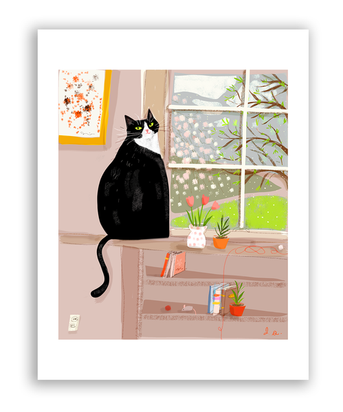 Spring Window Kitty - Cat Print - Custom Colors