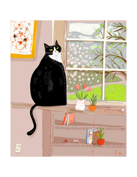 Spring Window Kitty - Cat Print - Custom Colors