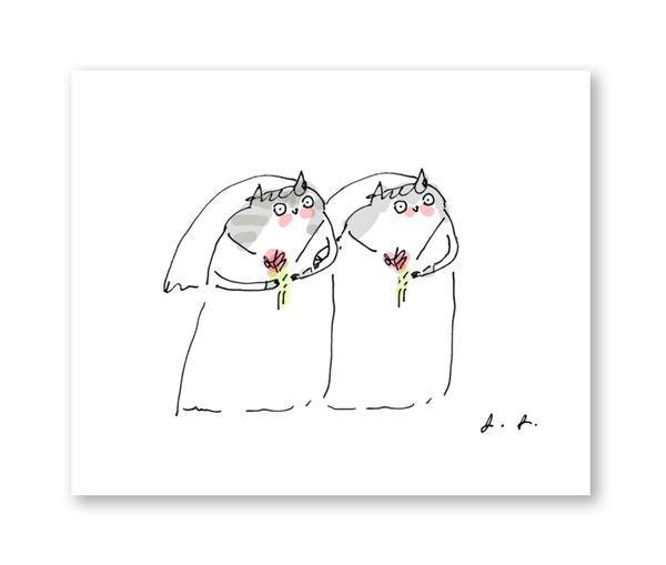 Wedding Cat Card- Bride & Bride