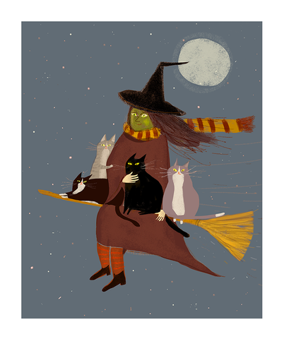 Treat Run- Halloween Cat Print